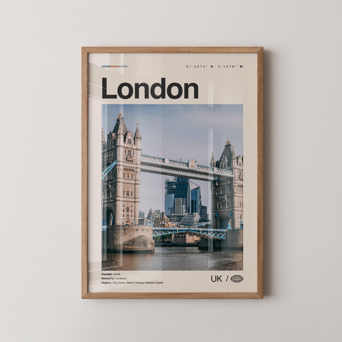 Iconic London Tower Bridge River Thames Daytime Photo Travel Poster