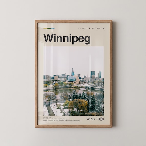 Winnipeg Canadian Museum Winter Skyline Vintage City Photo Poster