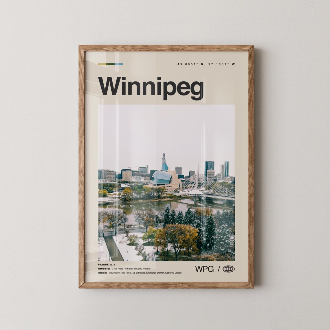 Winnipeg Canadian Museum Winter Skyline Vintage City Photo Poster