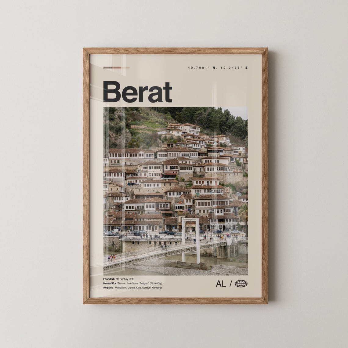 Berat Print Wall Art Poster Photo Dcor Map Albania