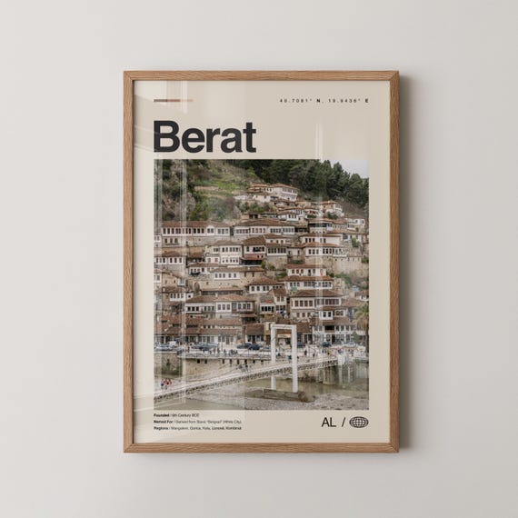 Berat Print Wall Art Poster Photo Dcor Map Albania