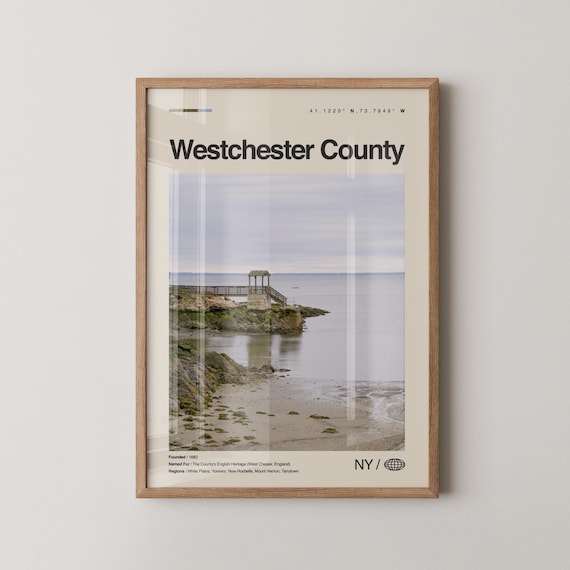 Westchester County New York Rocky Waterfront Photo Travel Poster