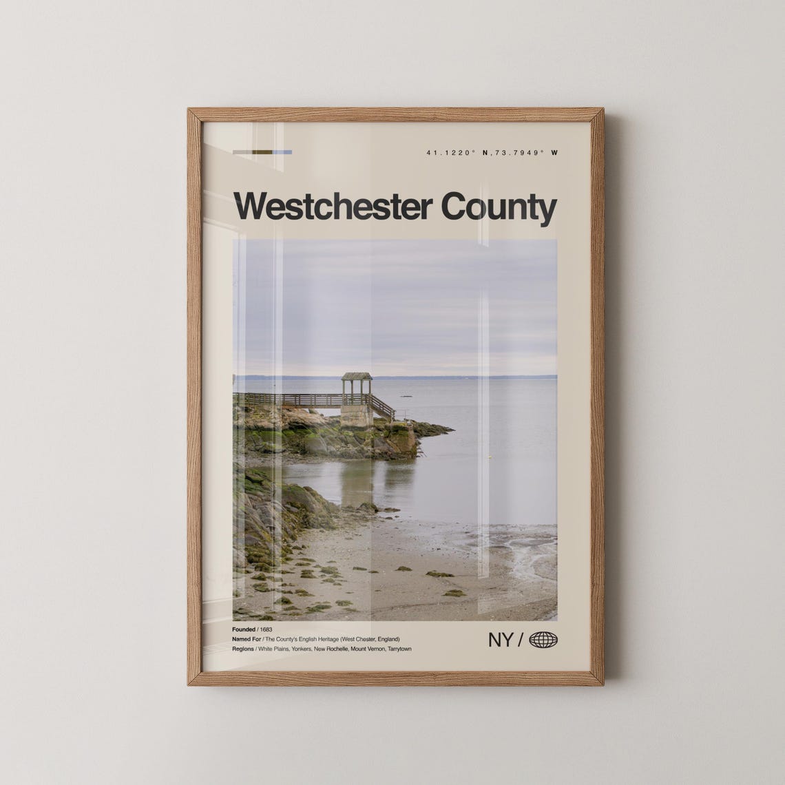 Westchester County New York Rocky Waterfront Photo Travel Poster