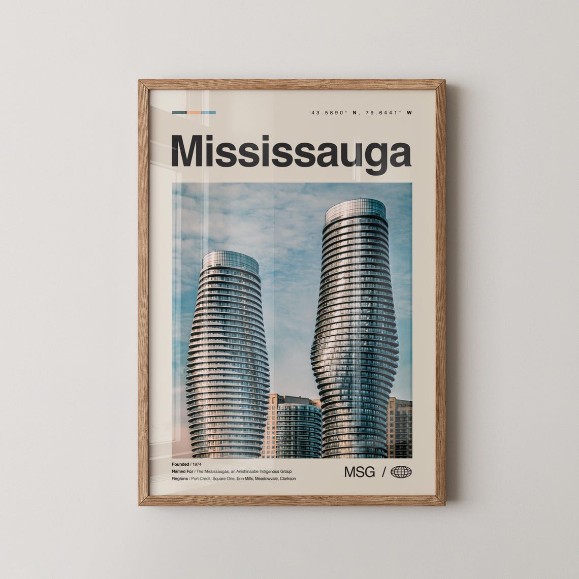 Mississauga Absolute Twisting Towers Skyline Vintage City Poster