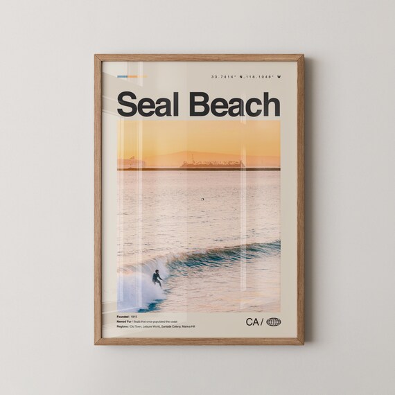 Seal Beach Print Wall Art Poster Photo Pier Main Street Alamitos Bay San