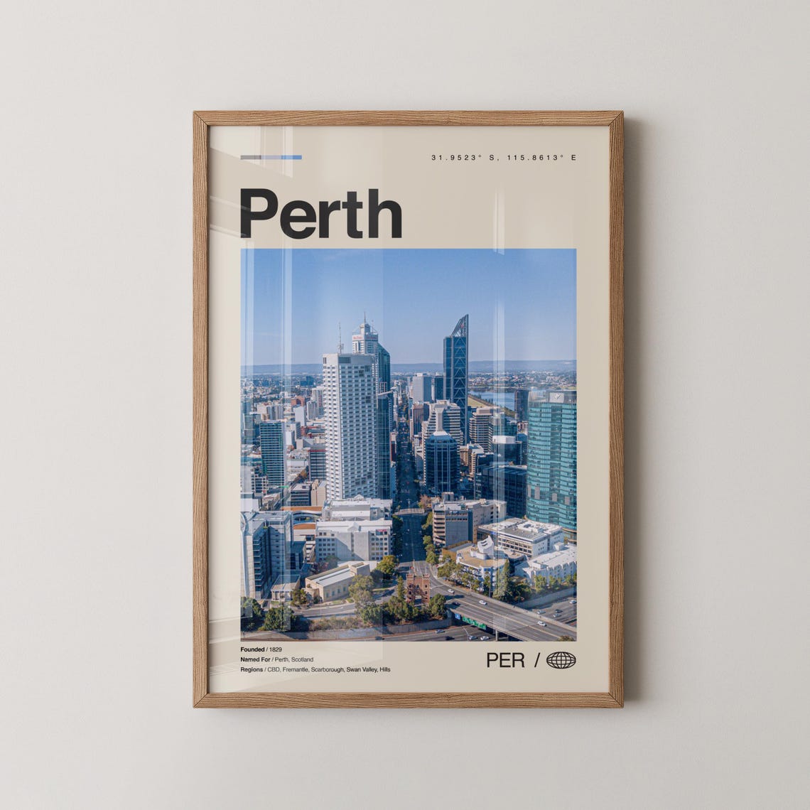 Perth Print Wall Art Poster Photo Decor City Western Australia Oceania