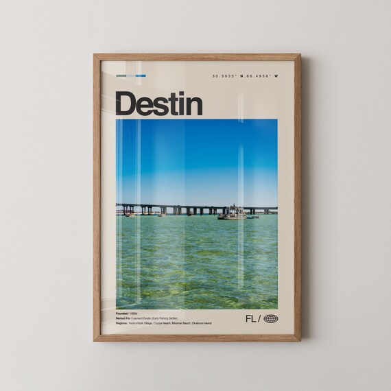 Destin Florida Bridge Turquoise Water Harbor Travel Photo Poster