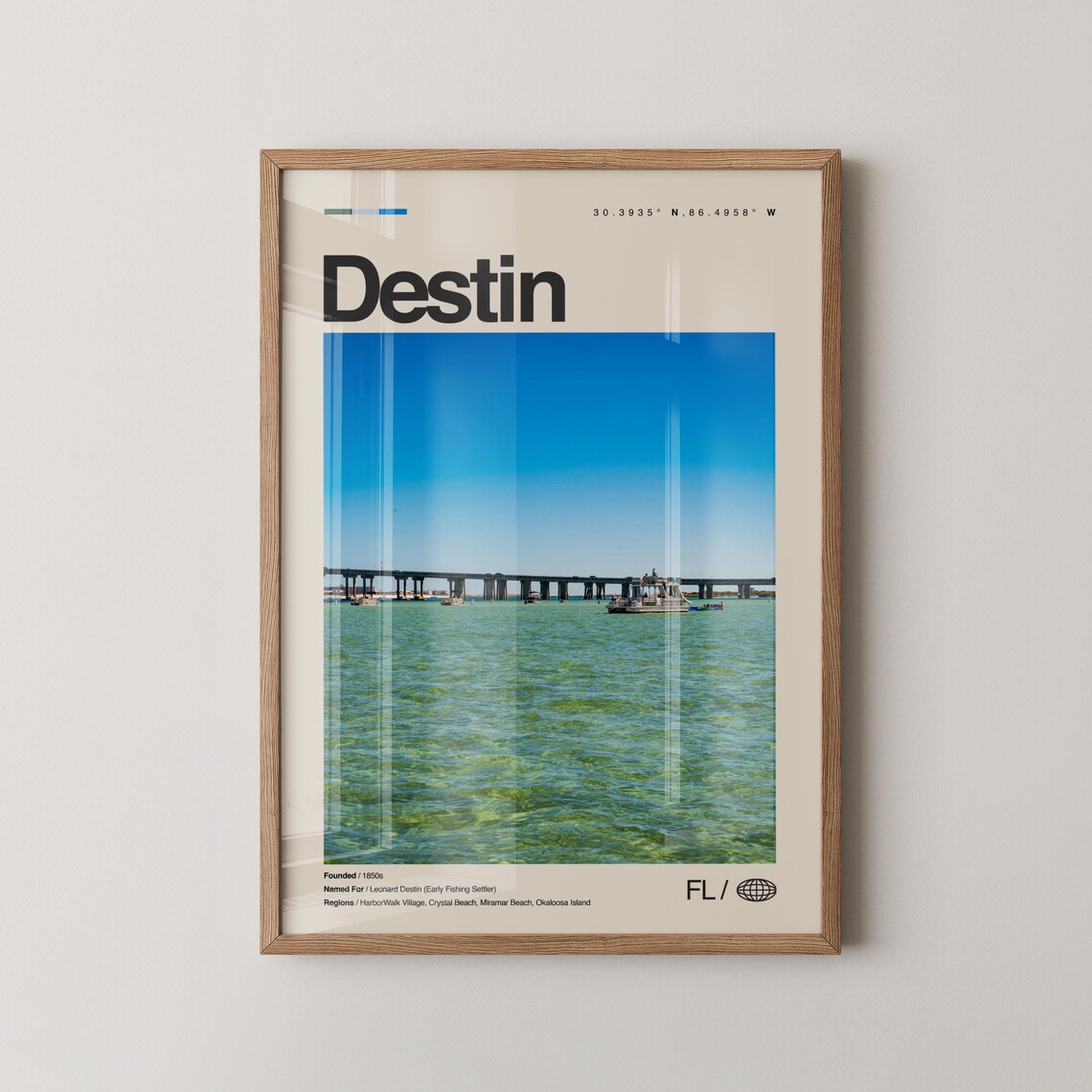 Destin Florida Bridge Turquoise Water Harbor Travel Photo Poster