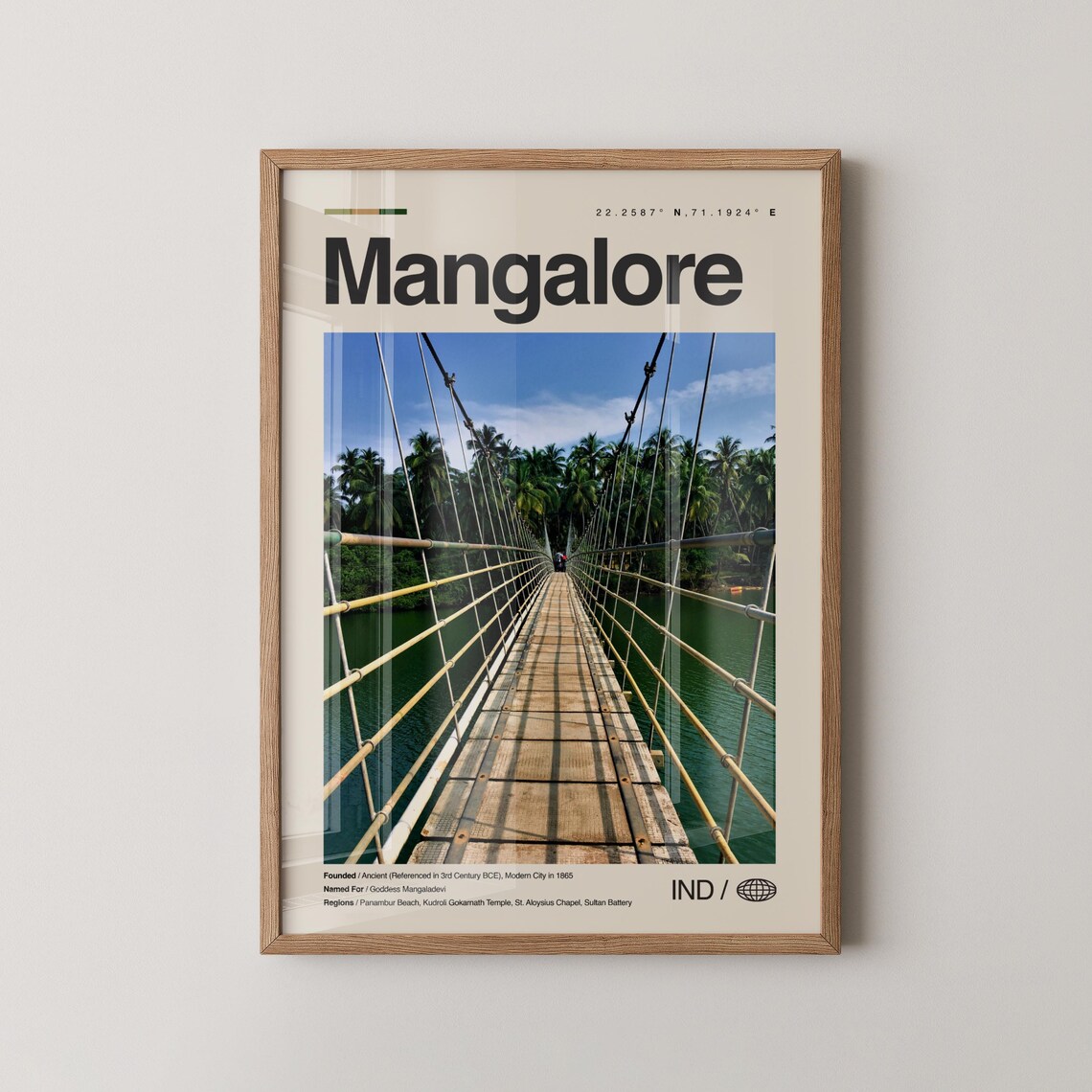 Mangalore India Hanging Rope Bridge Over A Palm River Poster
