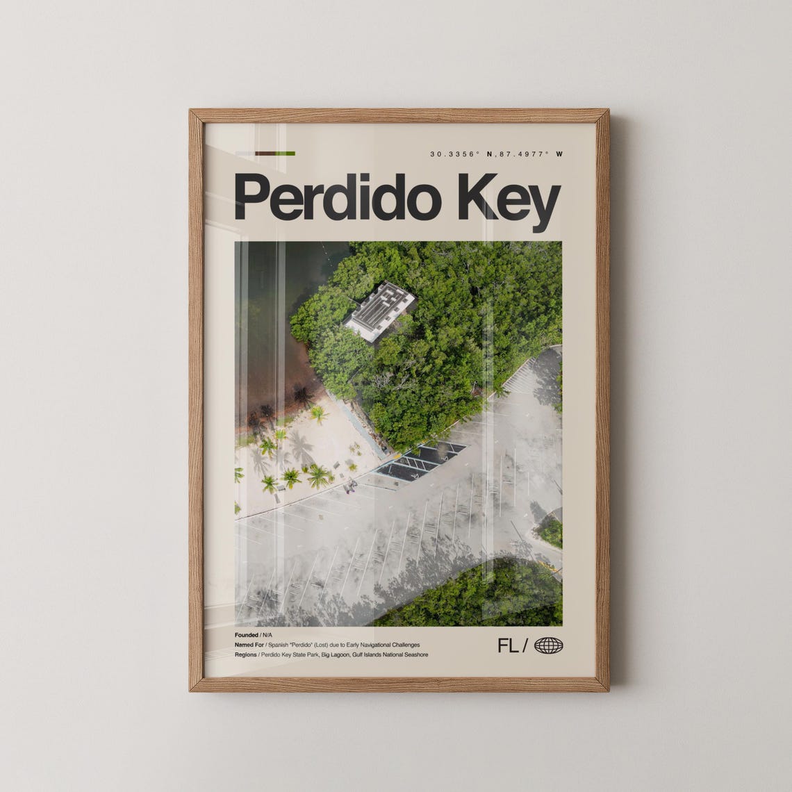 Perdido Key Florida Aerial Park Lagoon Seashore Travel Poster