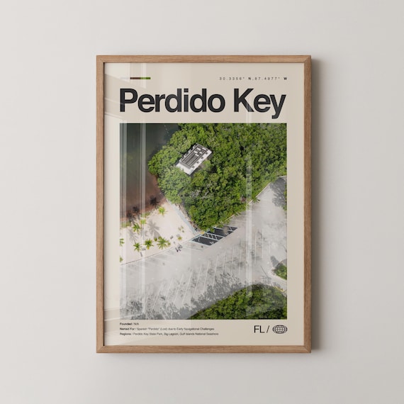 Perdido Key Florida Aerial Park Lagoon Seashore Travel Poster