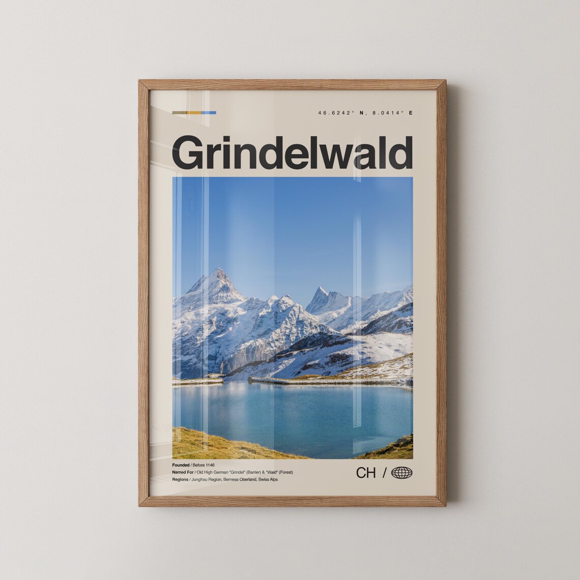 Grindelwald Travel Poster, Switzerland Map Art