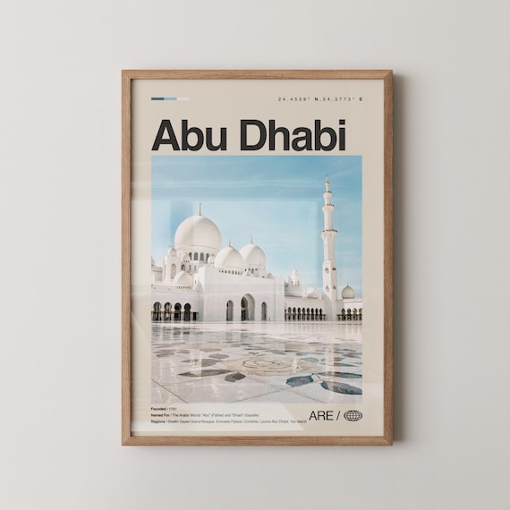 Abu Dhabi Print Wall Art Poster Photo Sheikh Zayed Grand Mosque Louvre Corniche Beach