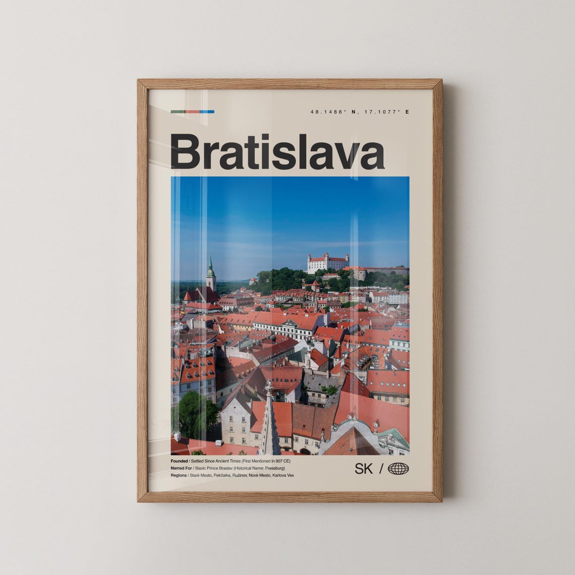 Bratislava Slovakia City Poster Castle and Old Town Rooftops Photo