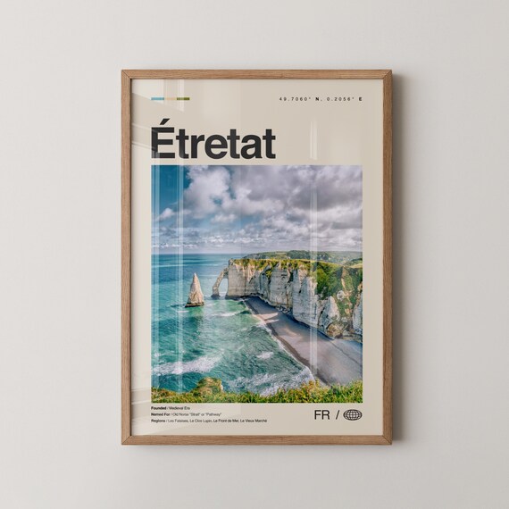 Etretat Print Wall Art Tretat Poster Photo Dcor Map France