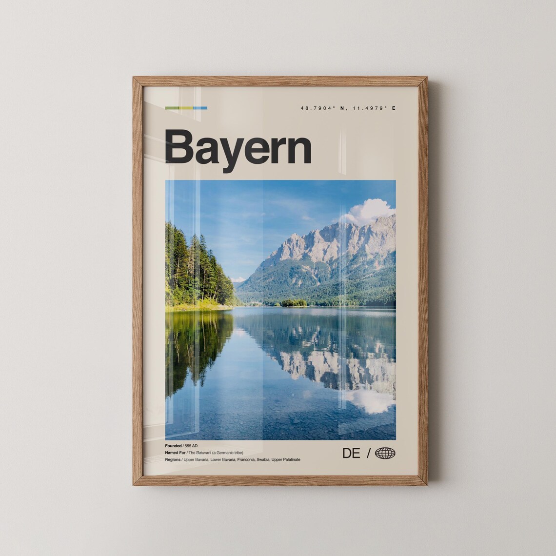 Bayern Germany Alpine Lake Mountain Vintage Travel Photography Poster