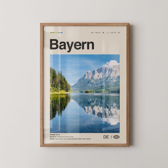 Bayern Print Wall Art Poster Photo Dcor Map Germany