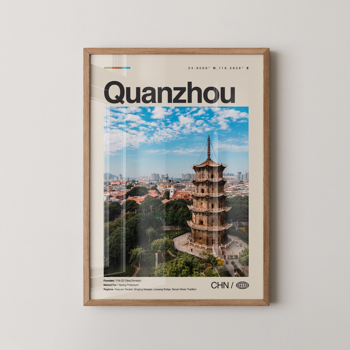 Quanzhou China Pagoda Photography Travel Poster With Blue Sky