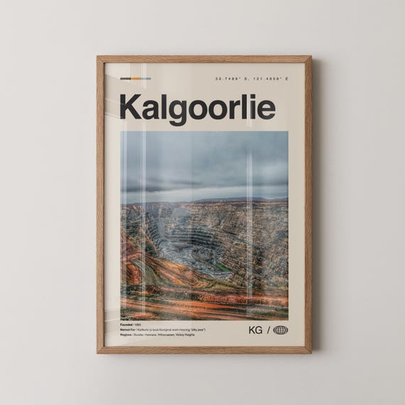 Kalgoorlie Print Wall Art Poster Photo Dcor Map