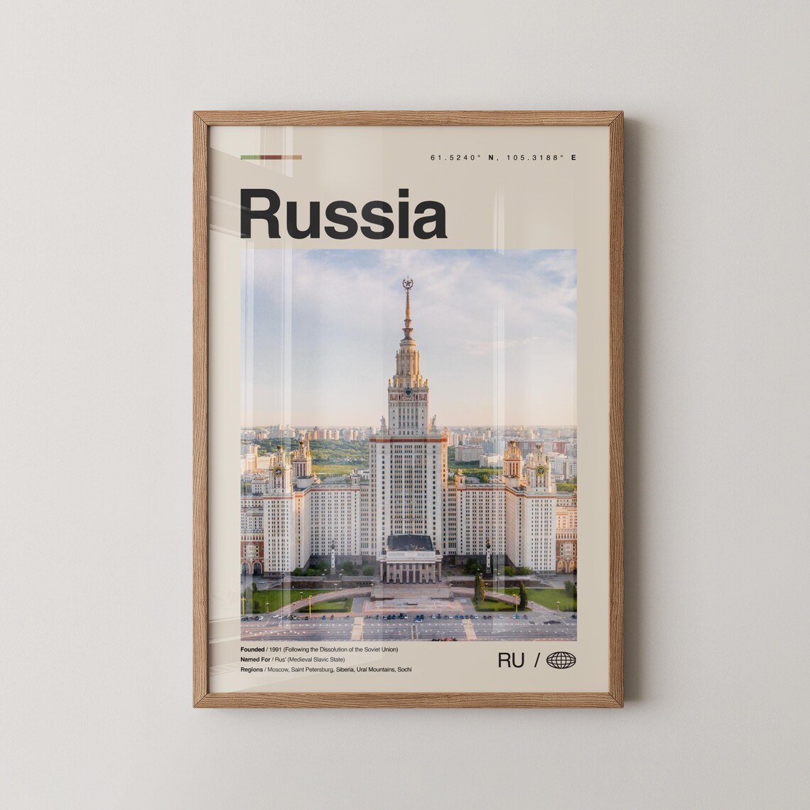 Russia Moscow State University Tower Photo Travel Poster Gift