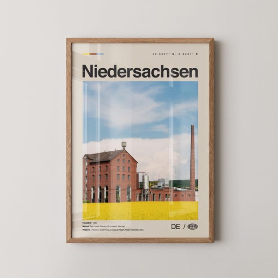 Niedersachsen Print Wall Art Poster Photo Map Germany