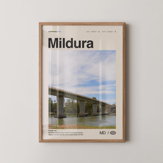 Mildura Print Wall Art Poster Photo Dcor Map Australia
