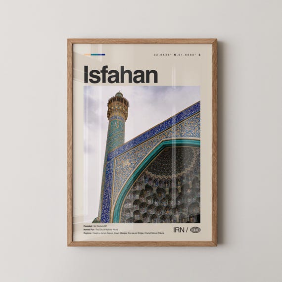 Isfahan Print Iran Wall Art Poster Photo Naqshe Jahan Square Siosepol Bridge Sheikh Lotfollah Mosque