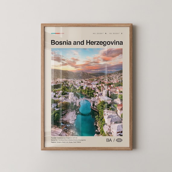 Bosnia And Herzegovina Mostar Old Bridge Travel Poster Photo