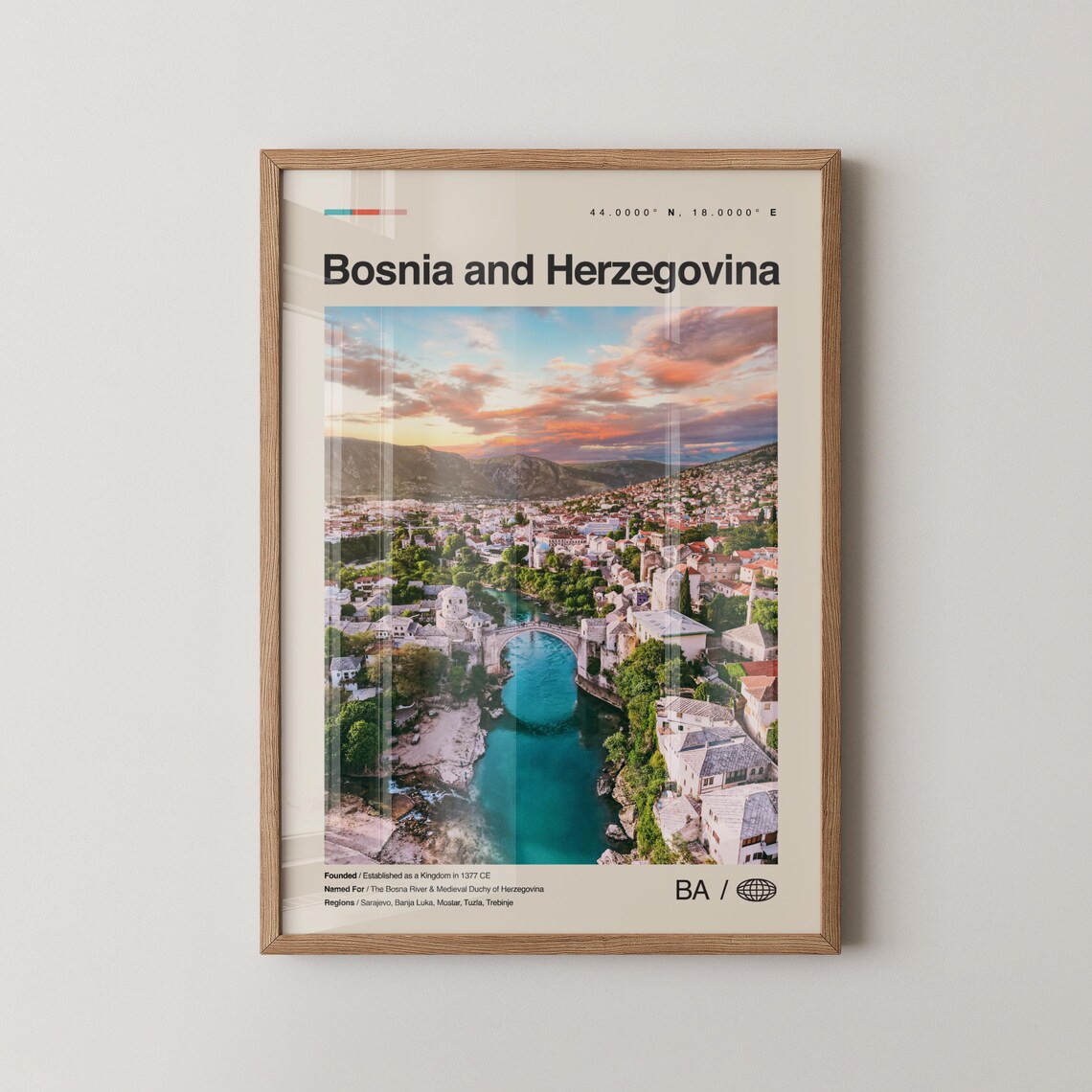 Bosnia And Herzegovina Mostar Old Bridge Travel Poster Photo