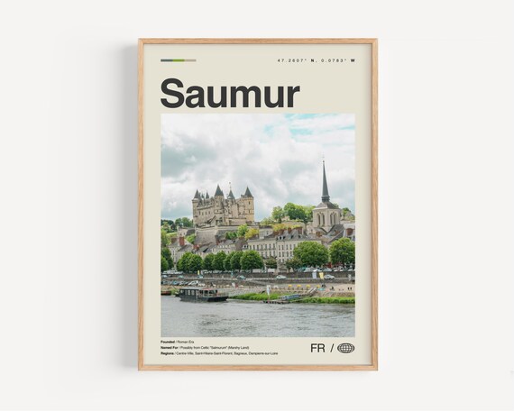 Saumur Print Black And White Wall Art Poster Photo Dcor Map France