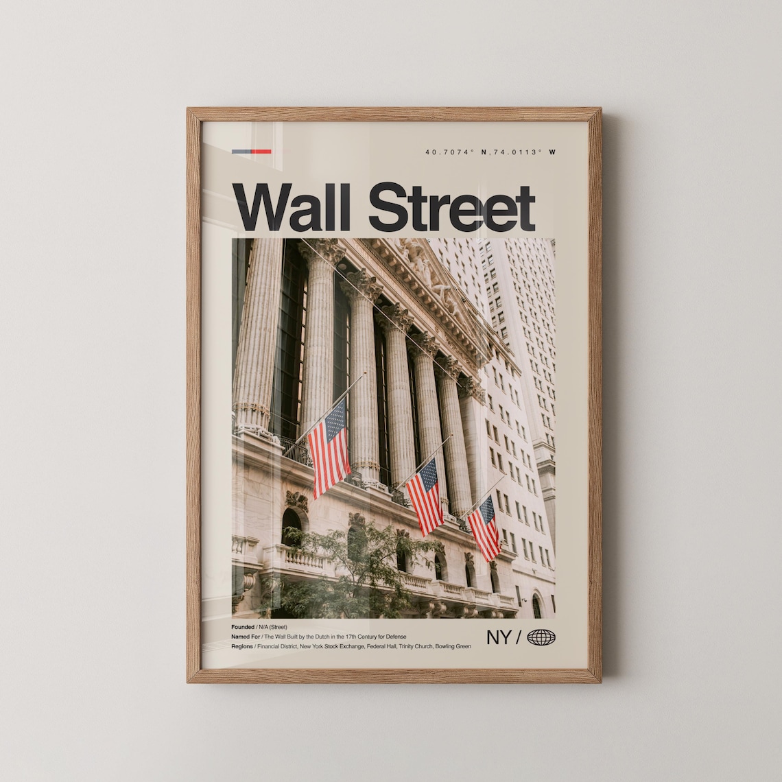 Wall Street New York Travel Poster, Federal Hall