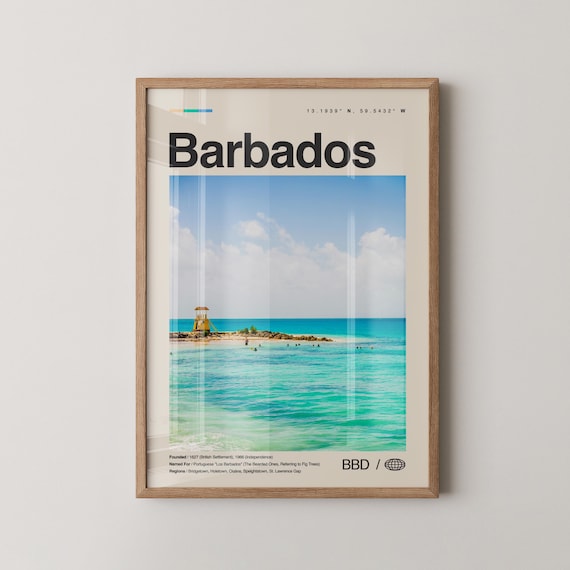 Barbados Lifeguard Tower Turquoise Beach Photo Travel Poster