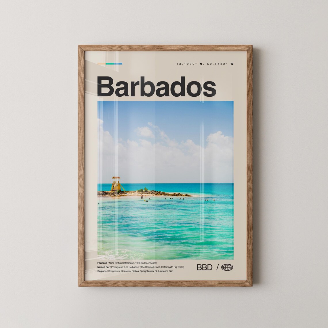 Barbados Lifeguard Tower Turquoise Beach Photo Travel Poster
