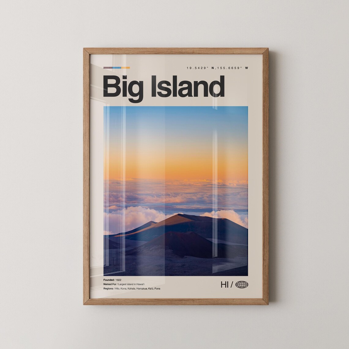Big Island Print Wall Art Poster Photo Dcor Map Hawaii