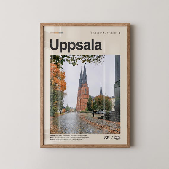 Uppsala Print Wall Art Poster Photo Dcor Map Sweden