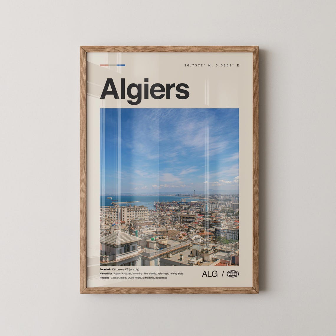 Algiers Bay Cityscape Photo Minimalist Algeria Country Wall Art