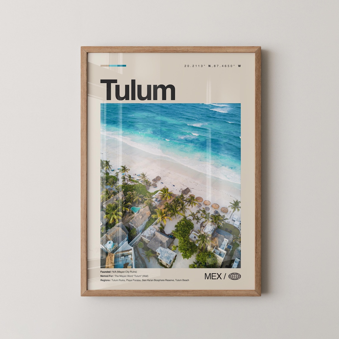 Tulum Mexico Travel Poster Aerial Beach Paradise Turquoise Ocean View