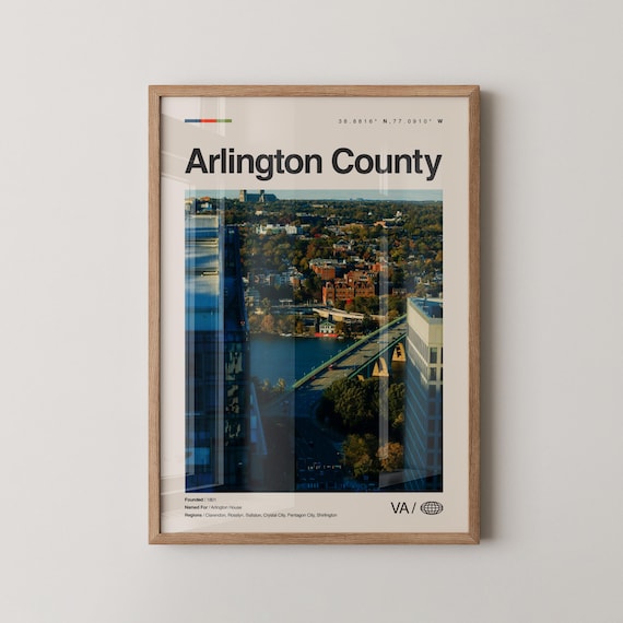 Arlington County Virginia Aerial City Photo Travel Poster Home Decor