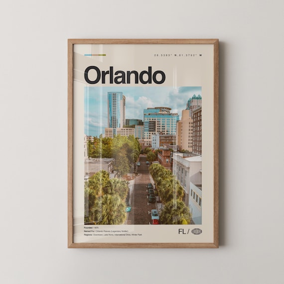 Orlando Florida Downtown Skyline City Photography Travel Poster