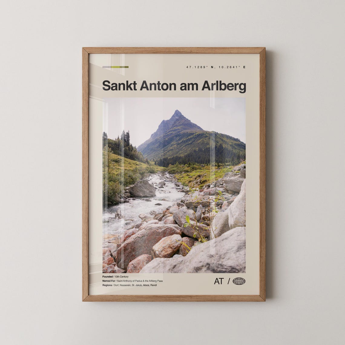 Sankt Anton am Arlberg Mountain Peak Alpine Travel Map Poster