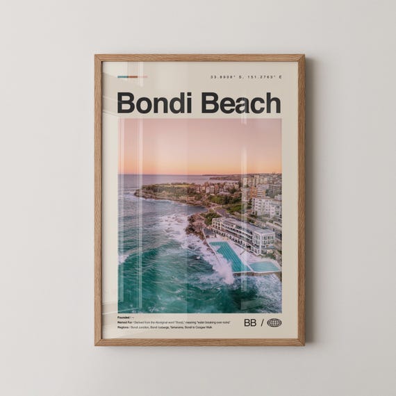 Bondi Beach Print No 1 Wall Art Poster Photo Sydney Australia Oceania