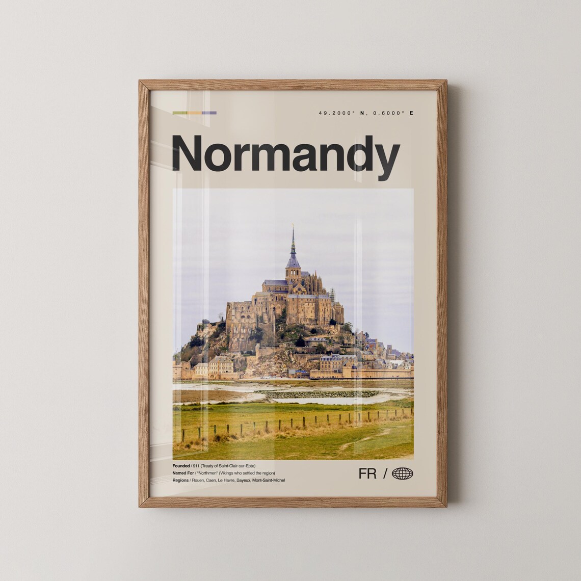 Normandy Print Wall Art Poster Photo Dcor Map France