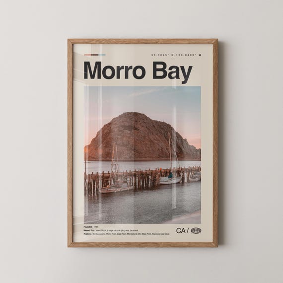 Morro Bay Print Wall Art Poster Photo Rock State Park Embarcadero Montaa