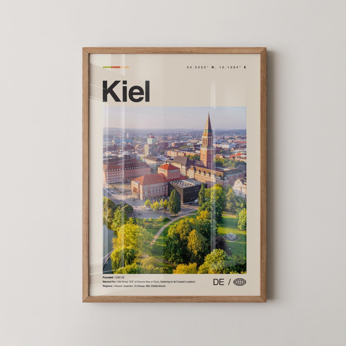 Kiel Print Wall Art Poster Photo Dcor Map Germany