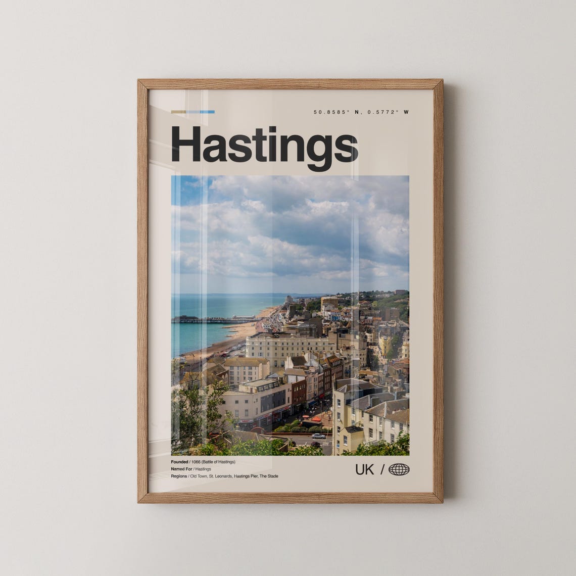 Modern Hastings England Seaside Town Beach Photo Travel Poster
