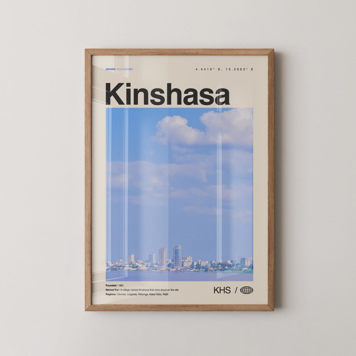 Kinshasa City Skyline Modern Minimalist Africa Travel Poster