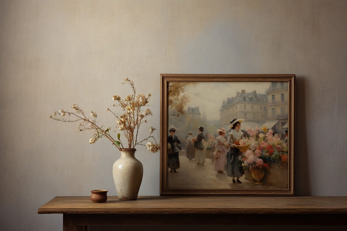 A Bouquet Of Paris, Flower Markets Morning Antique Print - Image 2
