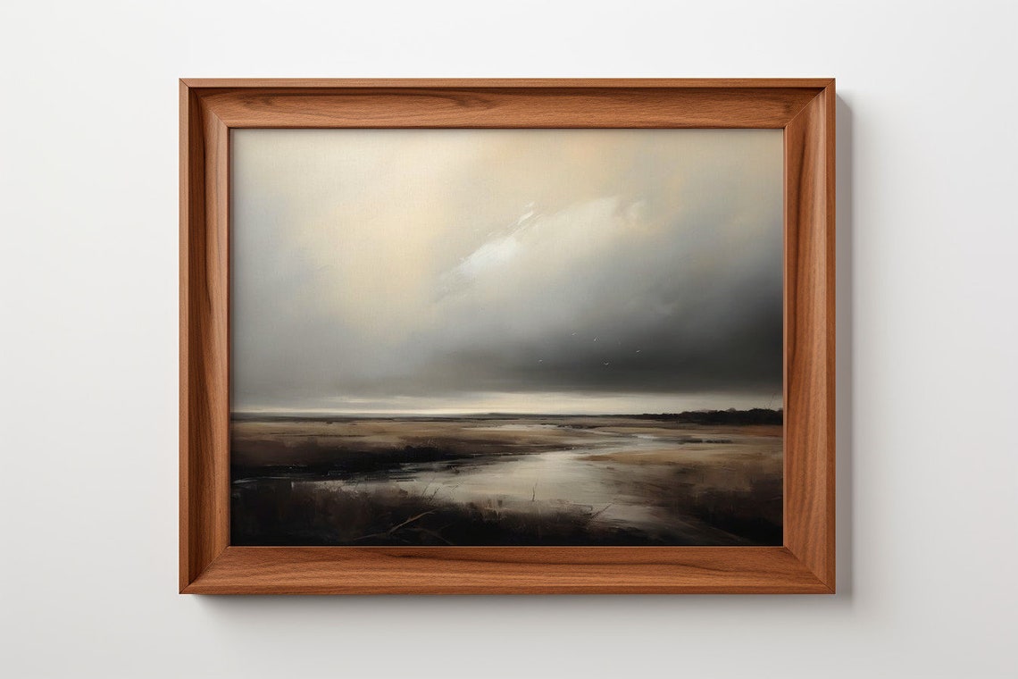 Moody Marshland Antique Print