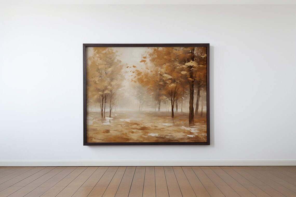 Amber Whisper, Tranquil Autumn Morning Antique Print - Image 4