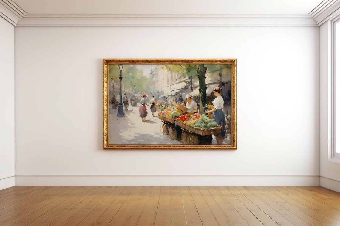 Bustling Market Morning Light, Paris Streets - Image 3